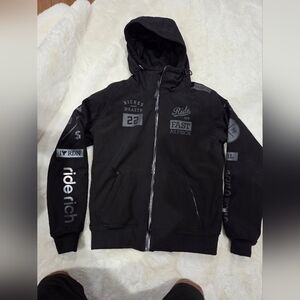 Motorcycle Regency Armoured Softshell Hooded Jacket Mens Black Size Medium